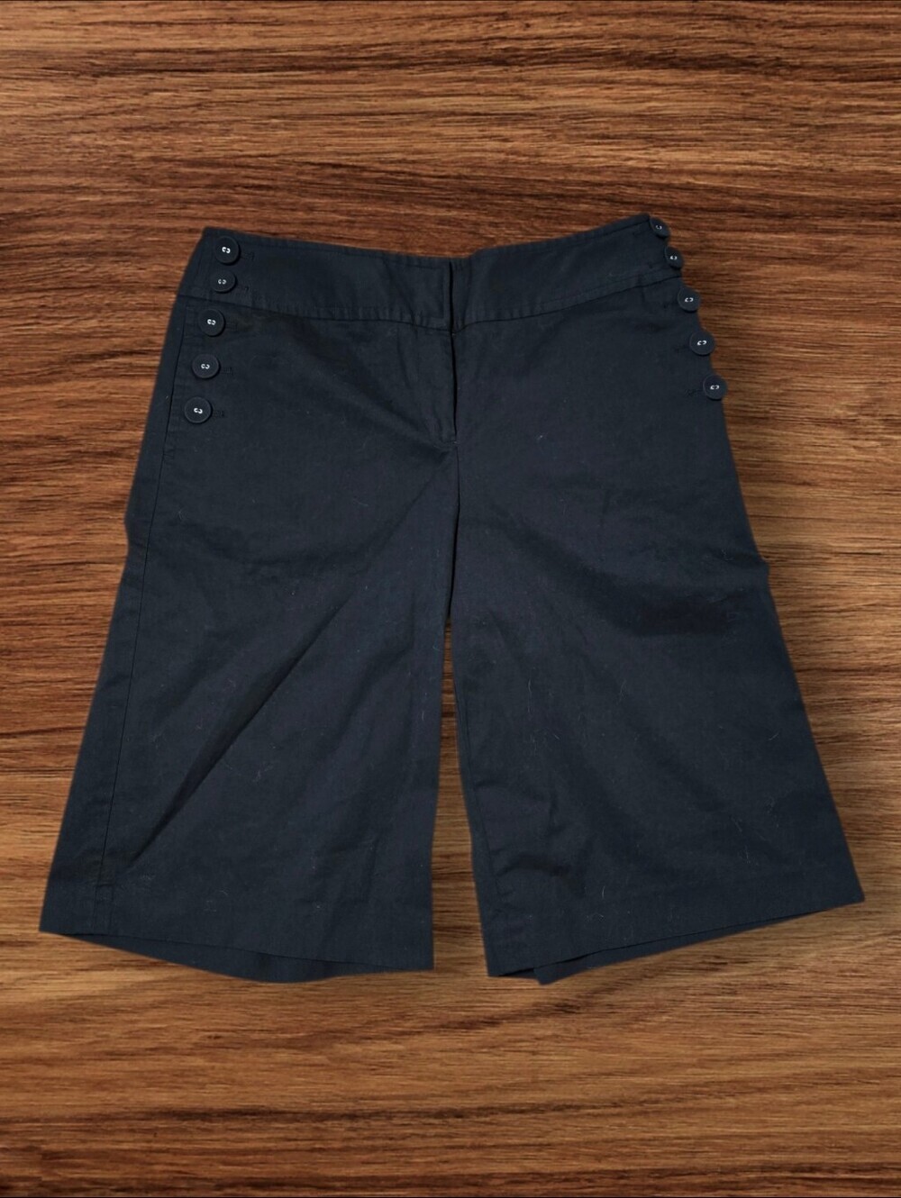 LOFT Black Sailor Button Long Shorts